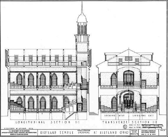 Cross section view of the Kirtland Temple