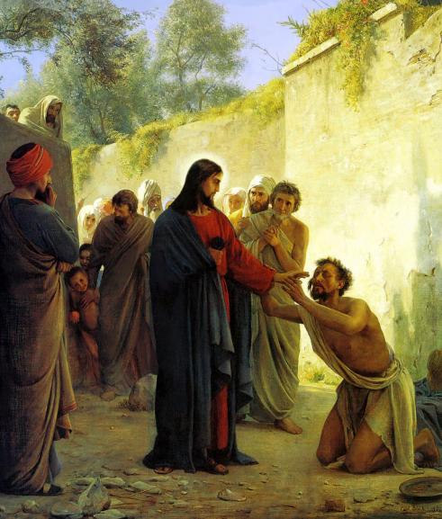 Carl Heinrich Bloch (1834-1890) "Christ Healing The Blind Man"