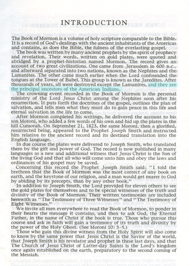 Introductory page from a 1981 edition of the Book of Mormon