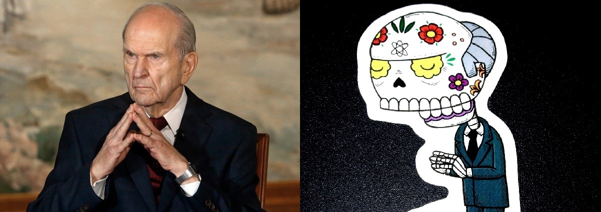 credits: left image, LDS Church; right image, eBay. Russell M Nelson Both Sides of the Veil