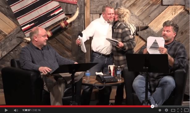 Mark Prizant, the moderator (who is supposed to maintain neutral during debate proceedings) gives a supportive hug to Shawn McCraney’s wife immediately after she had ripped into Jason Wallace during the February 3, 2015 debate