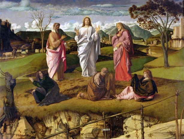 credit: Museo e Gallerie Nazionali di Capodimonte, Naples, Italy; Italian, out of copyright "The Transfiguration" by 1480 (oil on panel) by Bellini, Giovanni (c.1430-1516); 115x154 cm; Museo e Gallerie Nazionali di Capodimonte, Naples, Italy; Italian, out of copyright