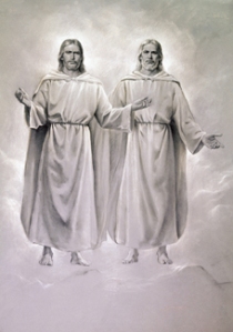 God the Father and Jesus Christ, by Mormon Artist Del Parson. This is NOT what the Book of the Mormon teaches about God's nature. 