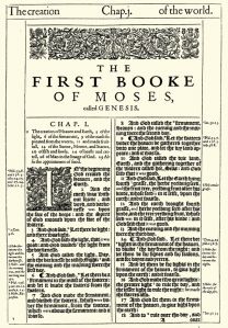 Genesis 1 in a 1611 KJV Bible. (click to zoom)